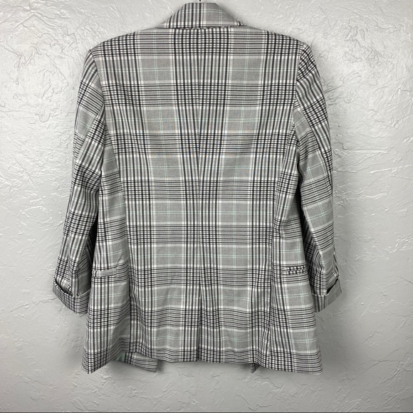 ASOS Bershka black/mint plaid blazer size Med, fits like small - Picture 7 of 10
